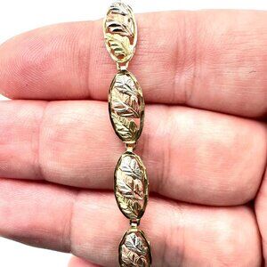 Estate Jewelry Womens Bracelet 10K Tri Color Gold Black Hills Gold 7 Inch
